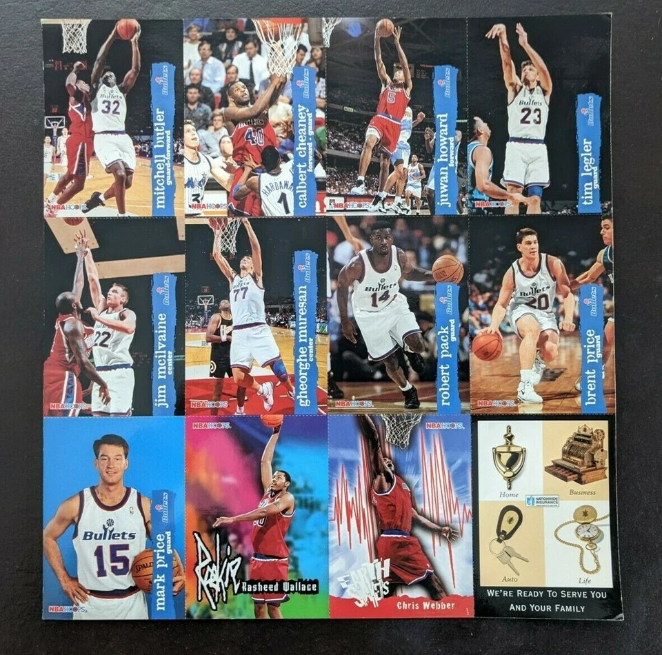 30 WASHINGTON BULLETSs 1996 NBA HOOPS 12 tarjetas HOJAS PROMOCIONALES EX-NM sin pliegues SGA Foto 2 de 4