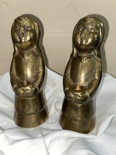 MCM Vintage Solid Brass Singing Choir Angel's Candle Stick Holders Christmas - Picture 1 of 8