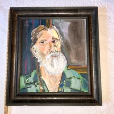 Vintage 90s man male portrait original painting  hand painted beard by Harley