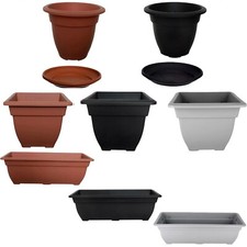 Plastic Round Square Rectangular Plant Flower Pot Pots Planter Container Grow
