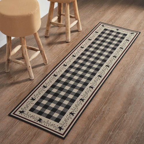 New Primitive BERRY VINE BLACK STAR RUNNER RUG Area Floor Mat 22