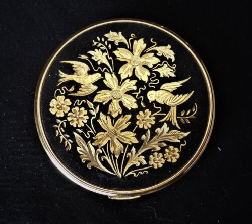 Marcelle Vintage Gold Tone Rouge Pot and Refill and Puff Gold Tone Woman\u2019s Profile