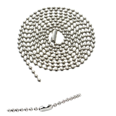 5 Nickel Plated Ball Bead Neck Chains - ID Badge Holder Lanyard Necklace 36''Long