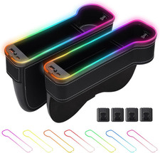 LED Car Seat Gap Filler Organizer Console Side Storage Box between Seats with Cu