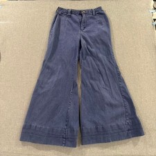 Vintage 70s Women's Bell Bottom Pants SUPER Flares Hippy Blue 28 x 29