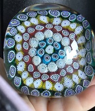 Vintage Murano Unique Square Concentric Millefiori Paperweight Italy 3 Rare