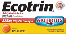 Ecotrin Regular Strength Aspirin, Arthritis Pain Relief, 325mg Regular Strength,