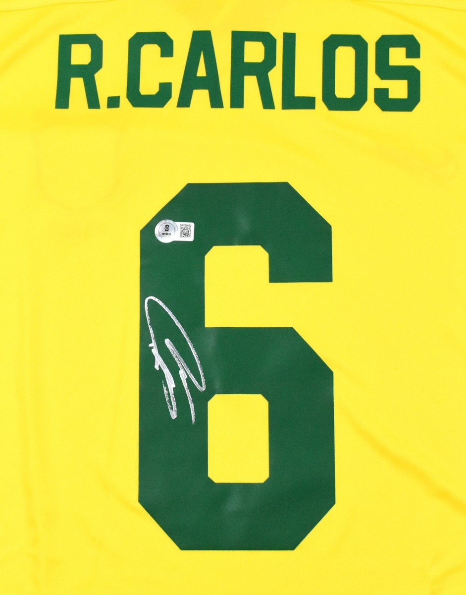 Roberto Carlos Signed Brazil FC Home Yellow Soccer Jersey #6