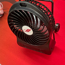 Rechargeable Black Desk/Table Fan with Handle, 3-Speed Push Button, Quiet