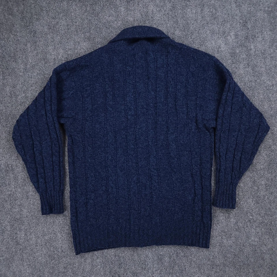 Suéter De Colección Eddie Bauer Para Hombres Medio Azul Lana Chal Cuello Codo Parches Años 90 Foto 2 de 4