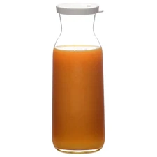 Clear Glass Pitcher, Mimosa Carafe with Silicone Lid | 40oz | Narrow Neck For...