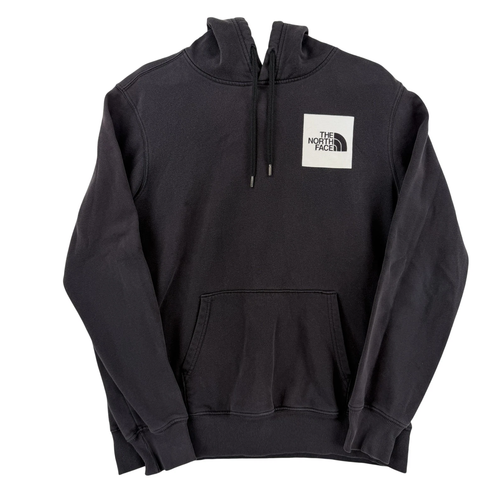 The North Face Hoodie Mens Medium Black Box Logo Pullover Fleece Sweatshirt