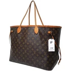 NO TARIFF Auth Louis Vuitton Neverfull GM M40157 Repaired Opening Leather LF435