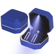 Luxury LED Jewelry Earring Stud Box, Velvet Earring Necklace Gift Box