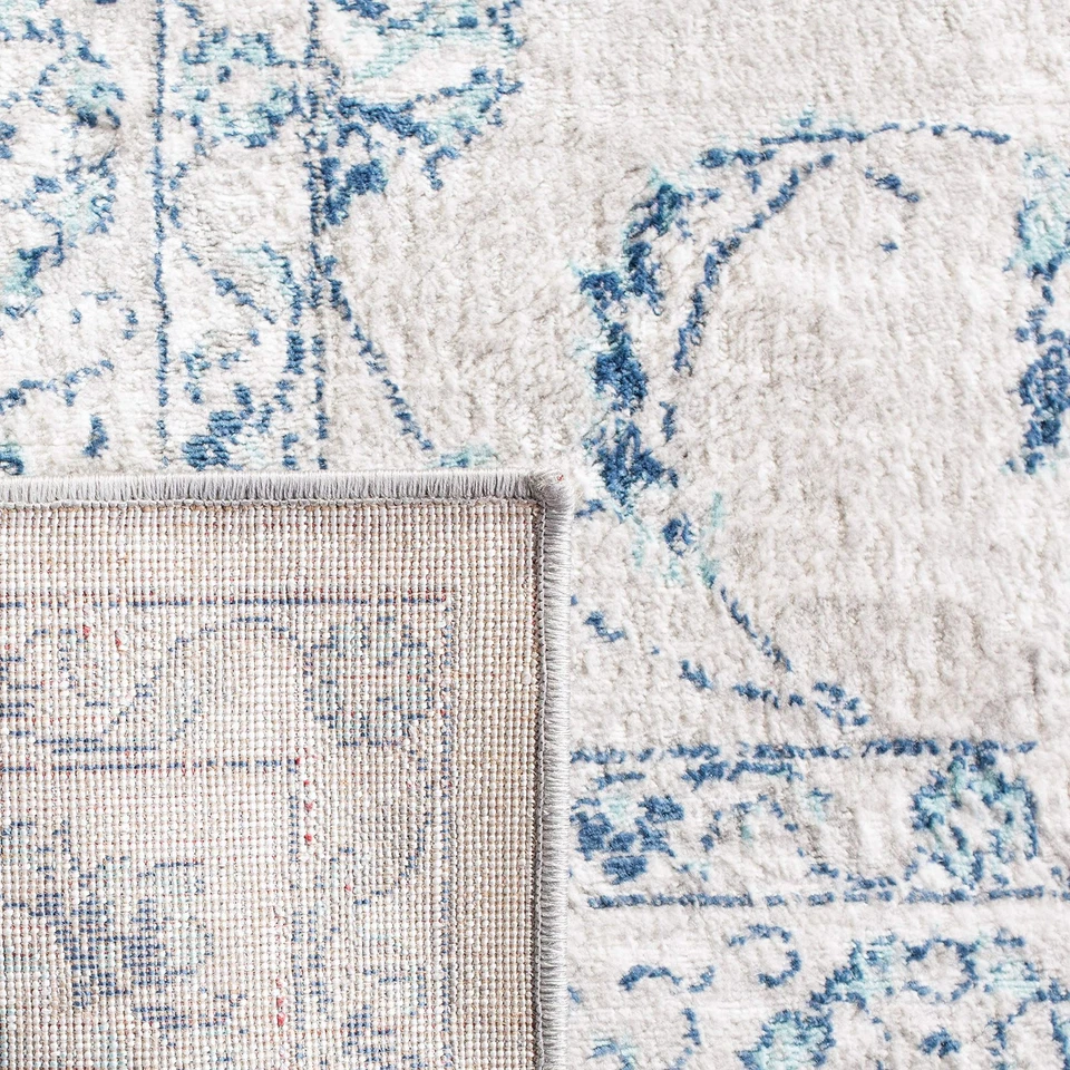 Alfombra Brentwood Collection - 3' x 5', gris claro y azul, floral oriental... Foto 4 de 4