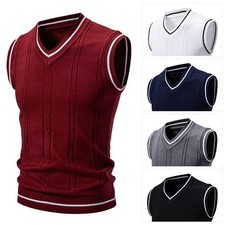 Warm Waistcoat Sweater Top Men's Sleeveless Vest Sweater Casual Knitted Pullover