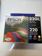Epson 220XL Black 220 Cyan Magenta Yellow Ink Set T220XL-BCS 2024 Retail Box