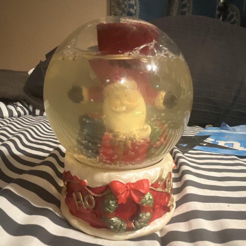 Santa Christmas Musical Snow Globe Multicolor Glass Resin Round Decorative