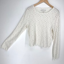 Top Aeropostale Acanalado Ditsy Floral Pointelle Manga Larga Grande Hada Coqueta