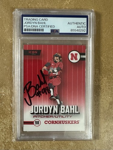 Jordyn (Jordy) Bahl Fram Nebraska Softball 2024 Onit Icon Signed Auto PSA/DNA