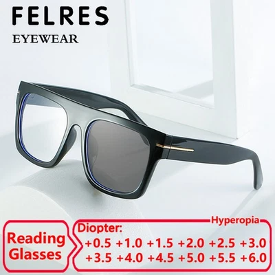 Herren Damen Photochrome Quadratische Lesebrille Übergröße Sonnenbrille UV-Schutz - Bild 1 von 4