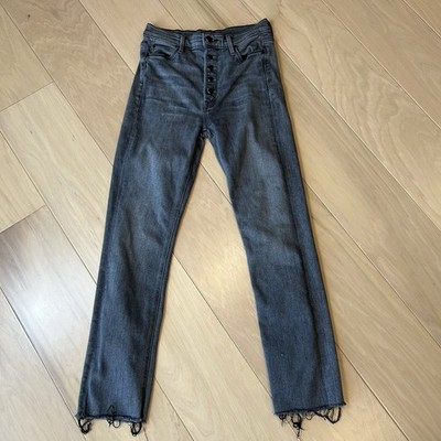 Mother The Pixie Dazzler Ankle Fray In Digging Up Dirt Black Jean Women s 27x28