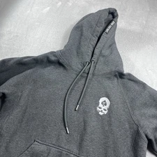 Zero Foxtrot Hoodie Mens L Gray Tactical Pullover Skull Sweater Hardcore Metal