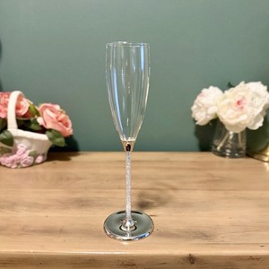 Rhinestone Stem Champagne Flute Glam Wedding Glass Silver & Sparkles