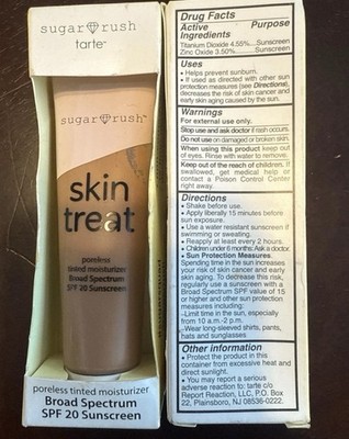 tarte Sugar Rush Skin Treat Poreless Tinted Moisturizer SPF 20 Spf DEEP 1 Oz