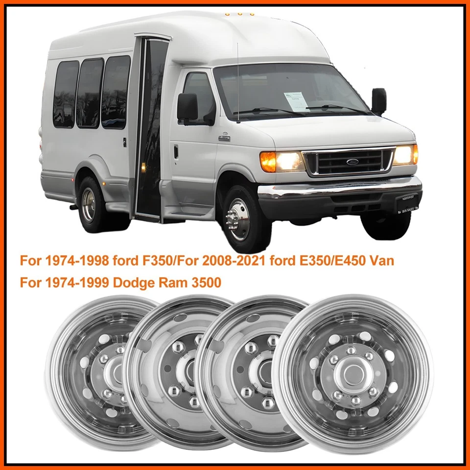 16" Dual Steel Wheel Simulators Dually Rim Liners Cover for 2008-2021 Ford E-350 - Imagem 4 de 4