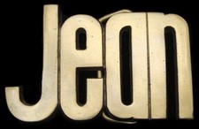 KK08114 NOS VINTAGE 1970s CUT-OUT NAME  JEAN  SOLID BRASS BUCKLE