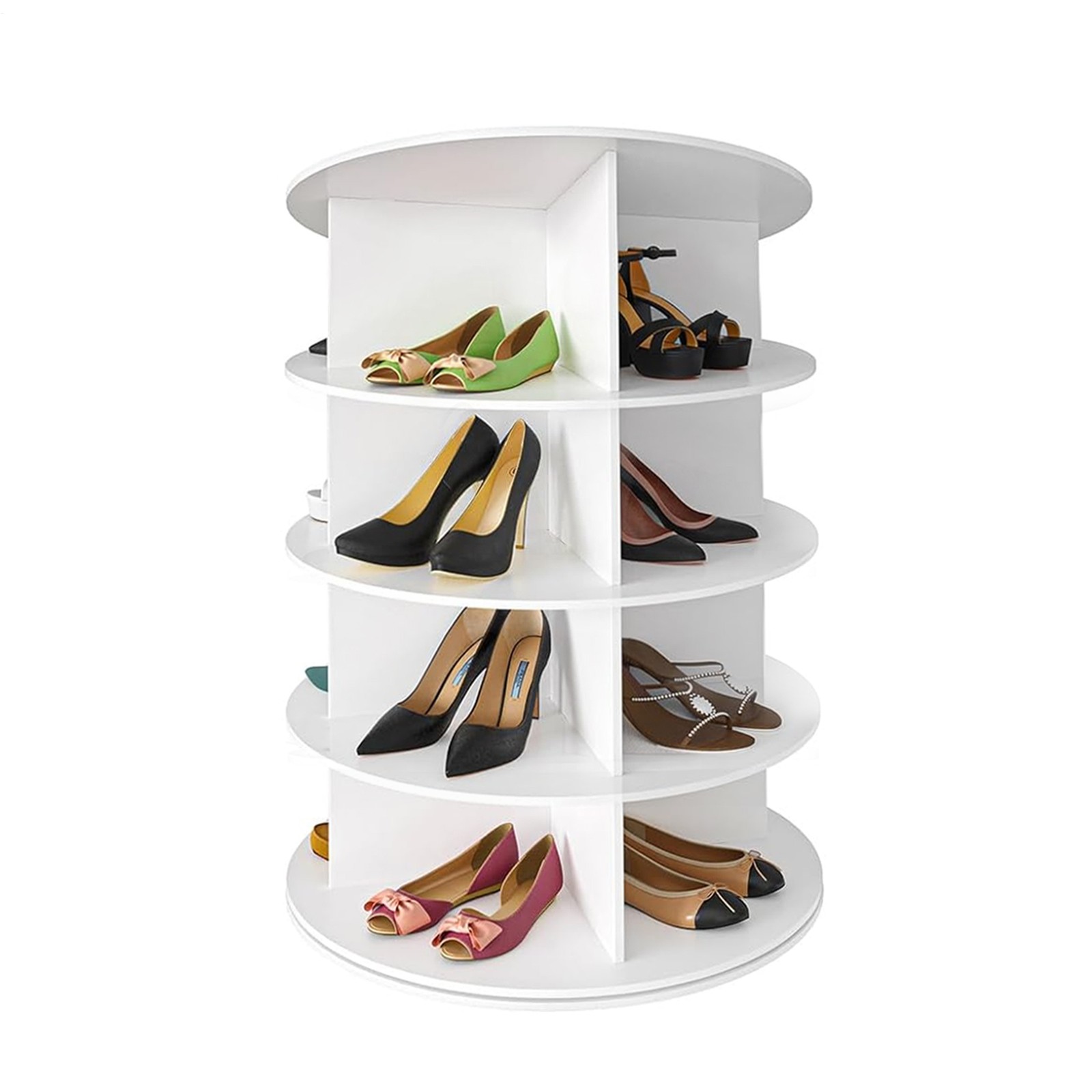 4 Tier Rotating Shoe Rack Tower, Spinning Shoe Display Revolving 360 Shoe Rack