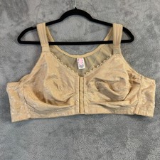 Comfort Choice Bra Womens 50B Beige Front Close Wireless Posture Support Floral