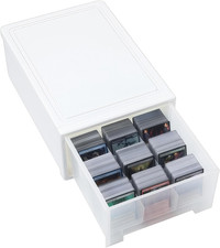 2400-Capacity Trading Card Storage Box with Drawer, Plastic Stackable Organizer