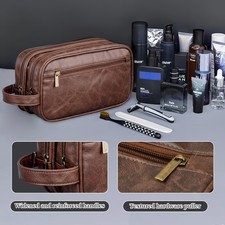 Trousse De Toilette Noir Et Marron Avec Paillettes Discrètes - Résistante à L'eau - Neuve Avec étiquettes