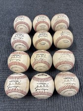 (12) Vintage Worth AABC Game Used Baseballs Old Logo Raised Seams