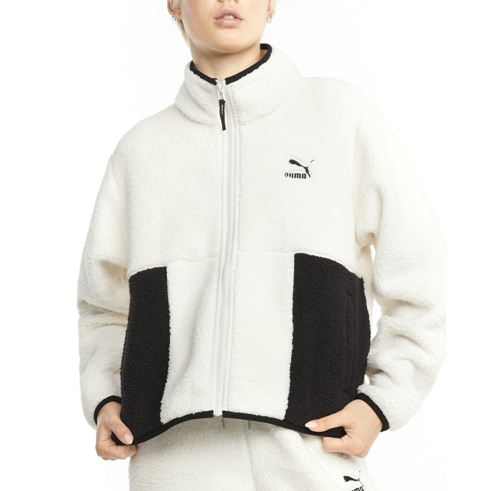 PUMA CLSX Sherpa Full Zip Womens XL Track Jacket Casual Athletic Outerwear