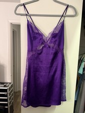 Victoria  s Secret Purple Lace Mesh Short Slip Dress Women Size Medium