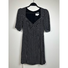 Reformation Black White Polka Dot Puff Sleeve Mini Dress Coquette Cottage Size 0