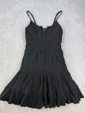 American Eagle Black Crochet Bodice Tiered Mini Dress Size S