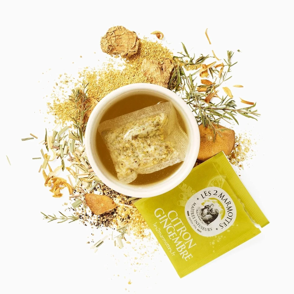 Infusion citron gingembre Les 2 Marmottes 30 sachets France - Photo 4/4