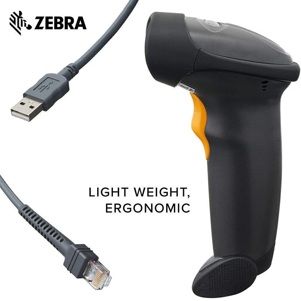Zebra Symbol LS2208-SR20007R-NA 1D USB Handheld Barcode Scanner Kit With Stand - Image 4 of 4