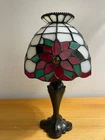 Vintage Partylite Poinsettia Tiffany Style Stained Glass Tea Light Candle Holder