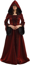 Medievale Donna Lacer Party Vestito Splendere Manica Cosplay Fantasia Cappuccio 