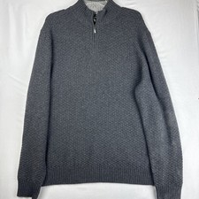 Club Room Men Wool Cashmere Blend 1/4 Zip Sweater Gray Size Large Knit