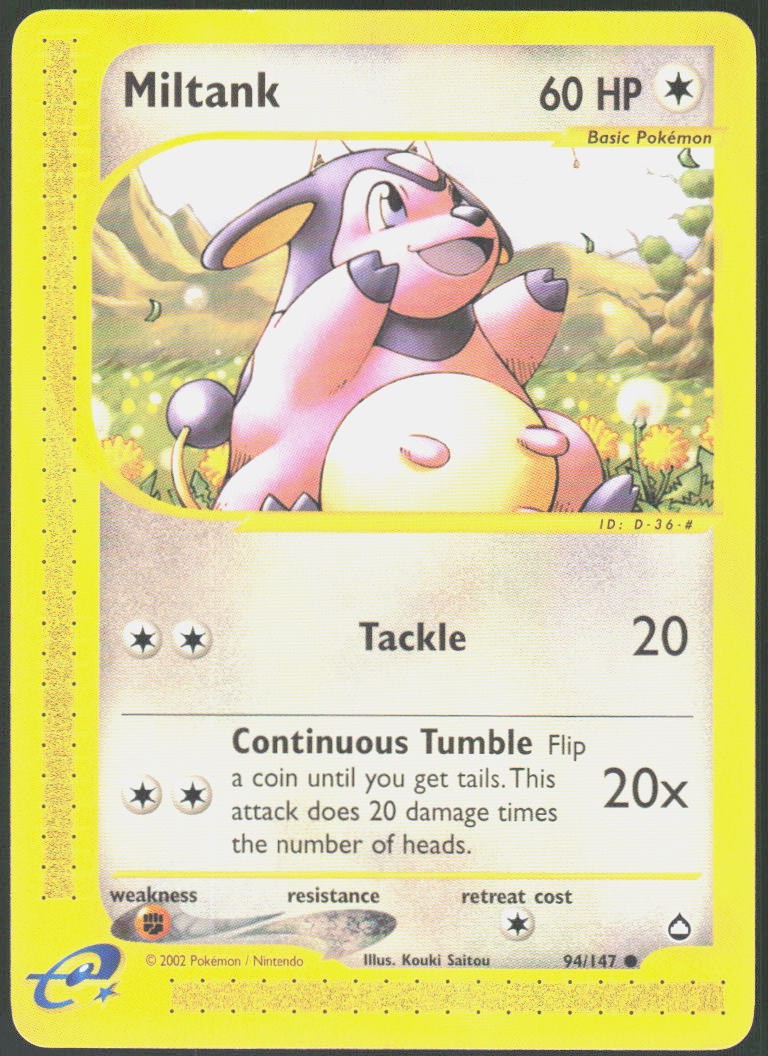 Miltank 094/147 Common Aquapolis LP Pokemon
