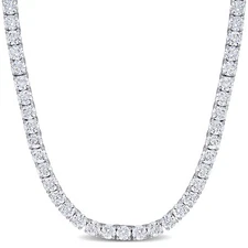 AMOUR 46 1/3 CT TGW Cubic Zirconia Tennis Necklace In Sterling Silver