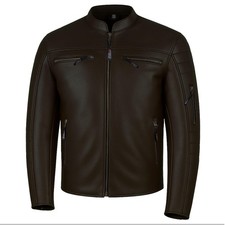 REVOLT Men's Buffalo Leather Motorcycle Jacket CE Armor Vent Brown XL Touring