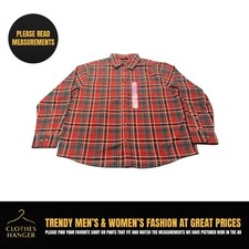 NWT Eddie Bauer Flannel Shirt Mens 2XL Red Plaid Long Sleeve Chest Pocket 8267