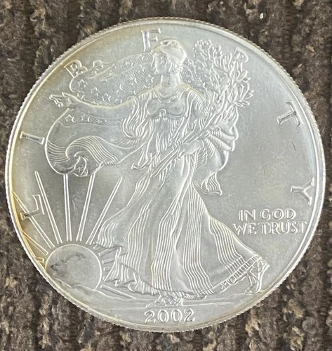 2002 American Silver Eagle Dollar Coin 1 oz 99.9% Fine Silver Uncirculated Gem!